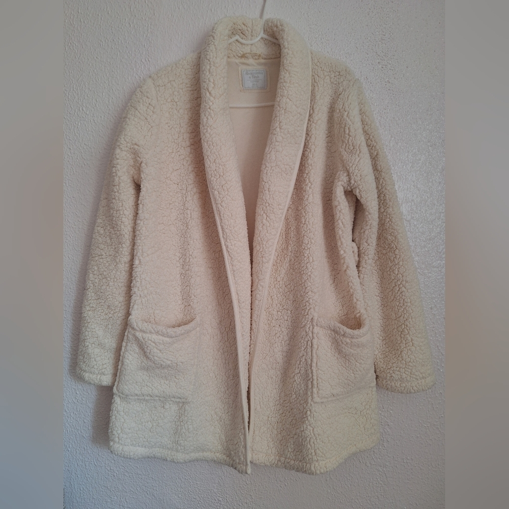 Abercrombie & Fitch Cream Teddy Jacket Shawl Collar